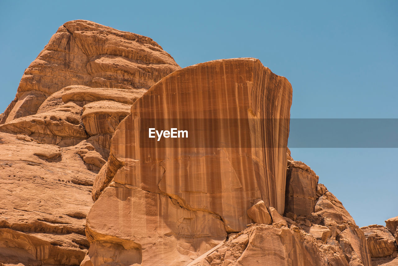 Sandstone rocks in the desert. wadi rum, jordan