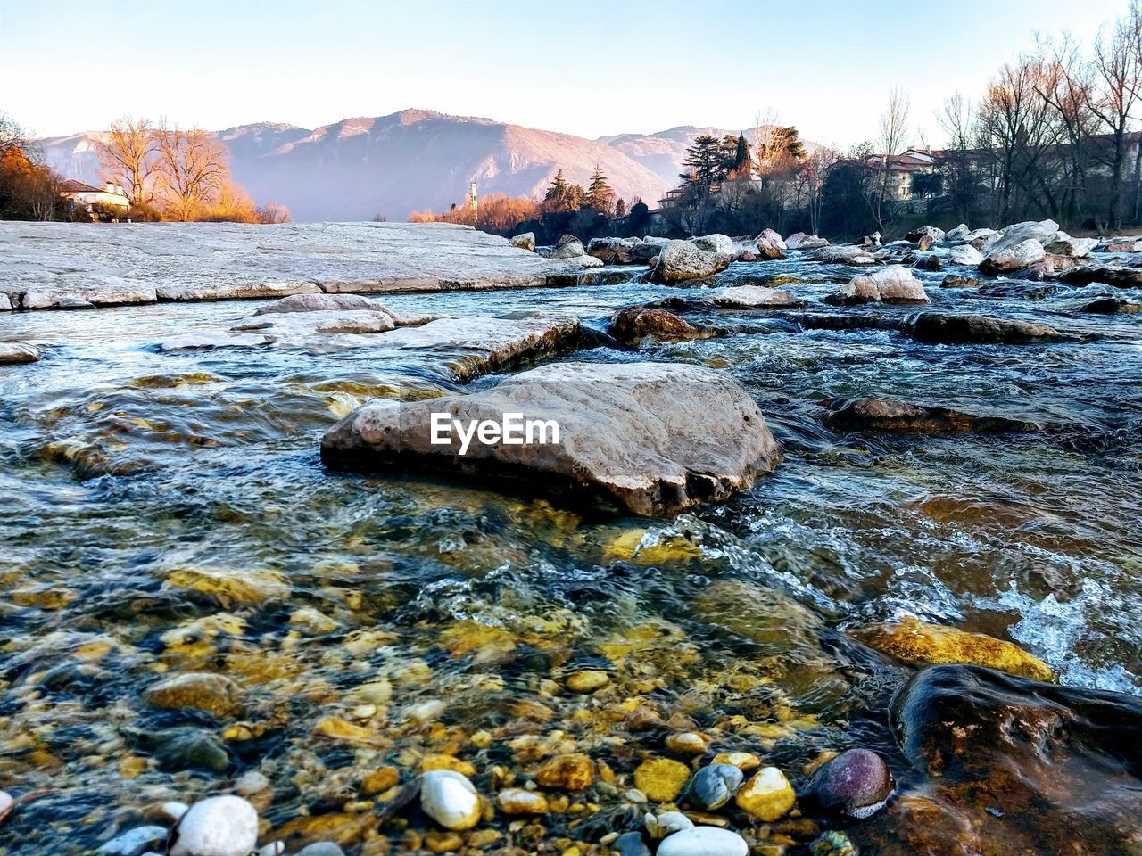 Rocks in sea during winter