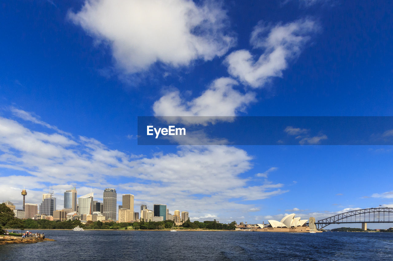 RIVER BY BUILDINGS AGAINST SKY