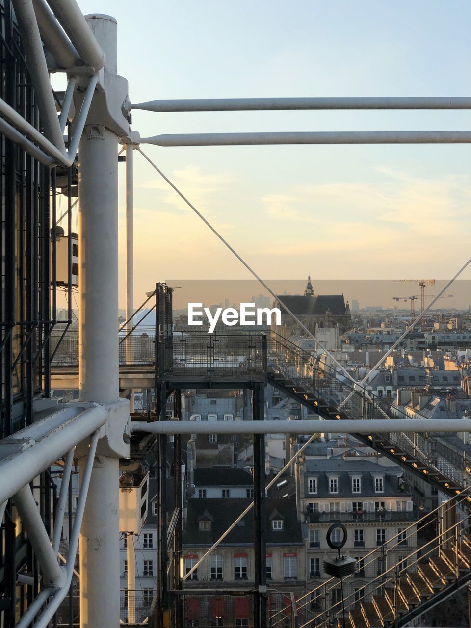 View from centre pompidou at sunset