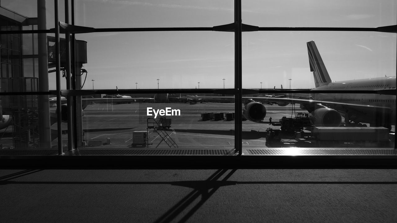 View of airplane through the window