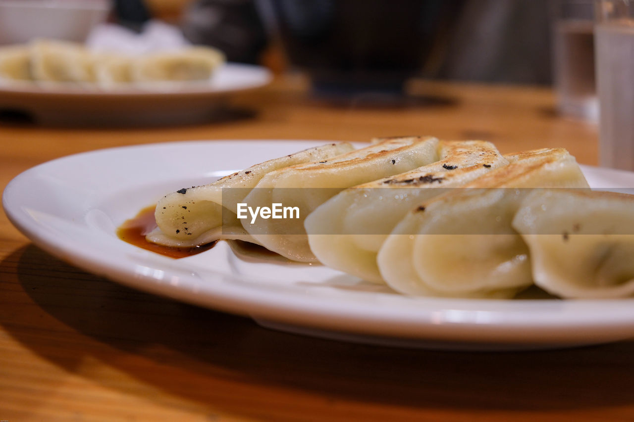 Close-up of food in plate on table