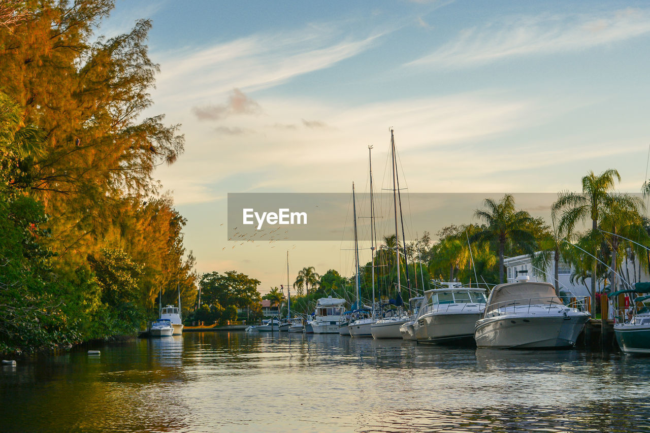 Boats in a quiet water way in fort lauderdale florida