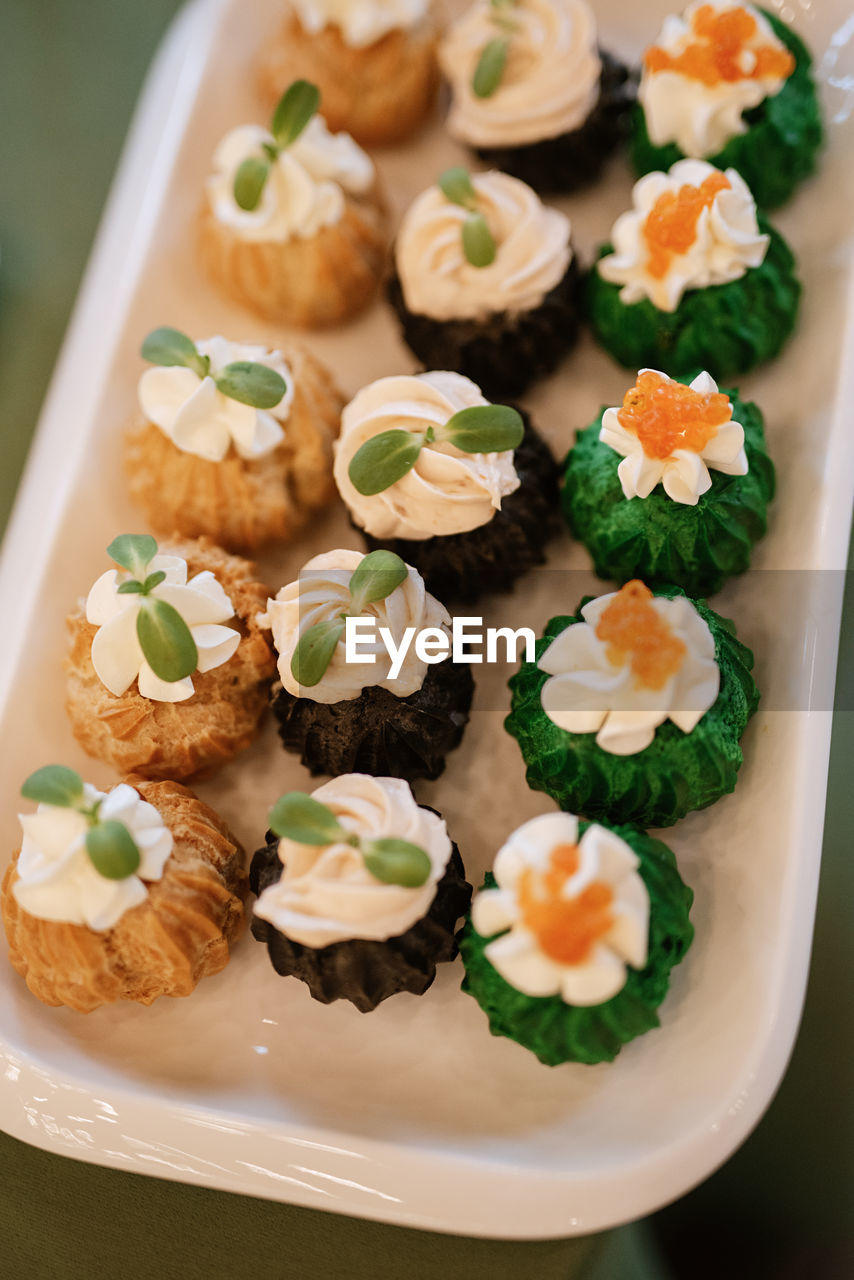 high angle view of food on table