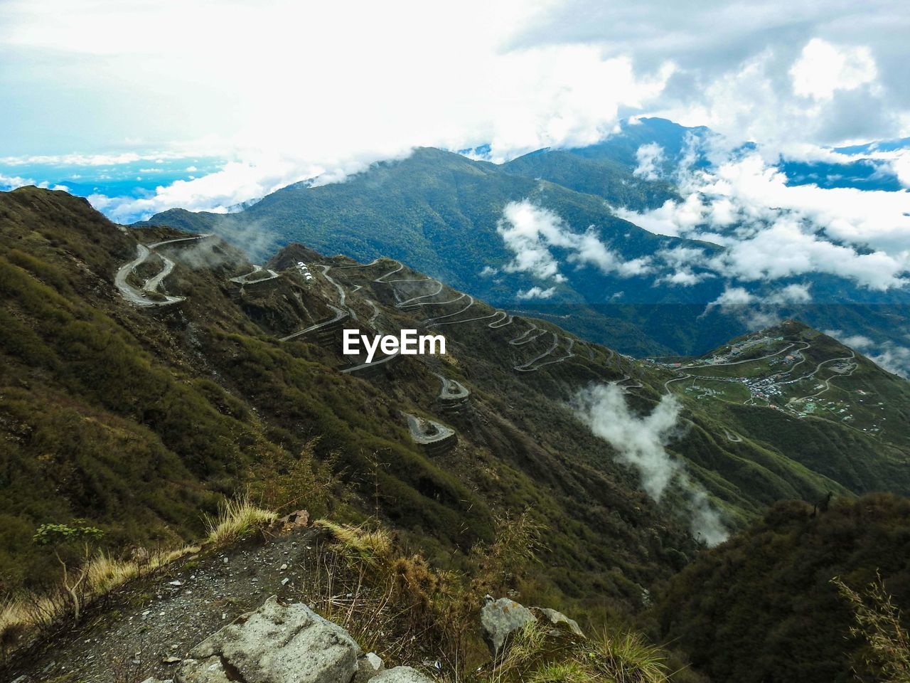 Scenic view of mountains against sky