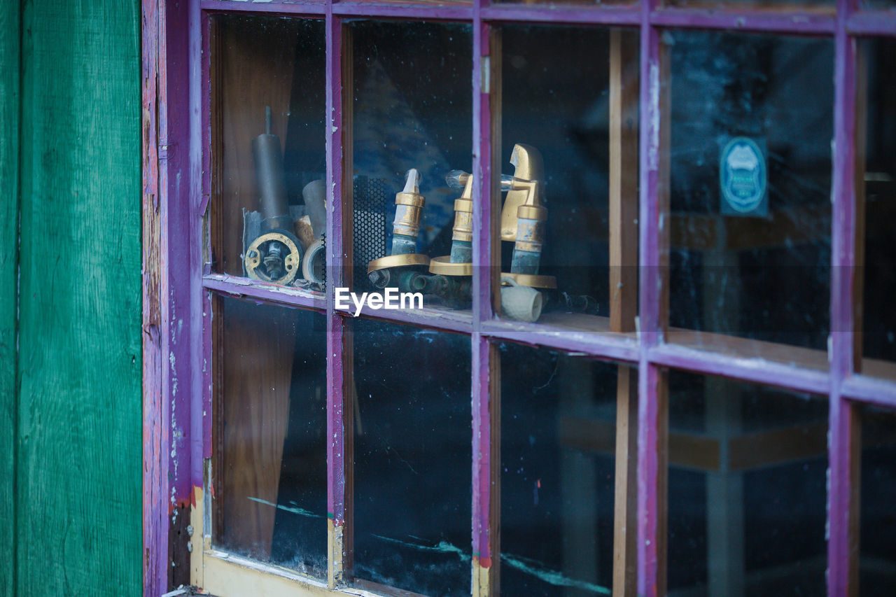 Objects seen from glass window