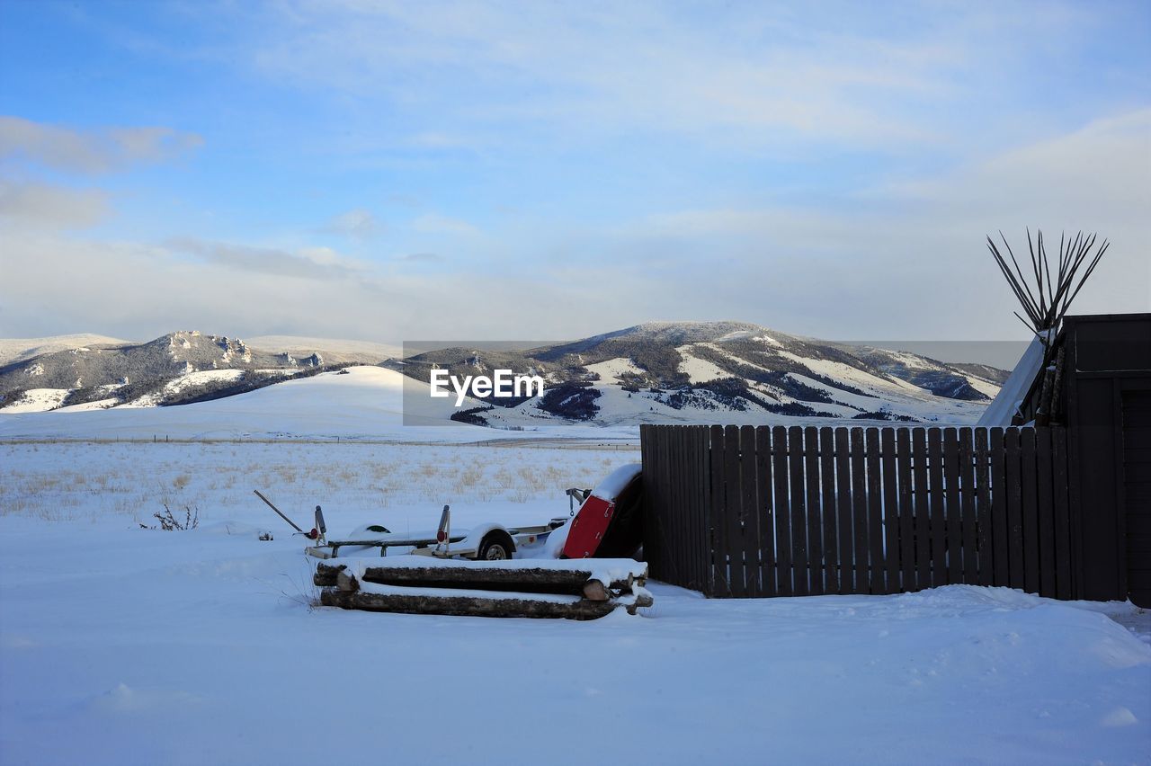 SNOW COVERED MOUNTAIN AGAINST SKY