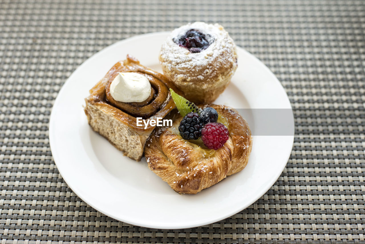 Close-up of dessert in plate on table