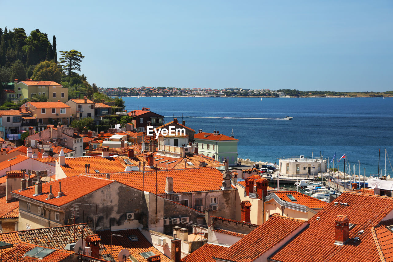 High angle view of town