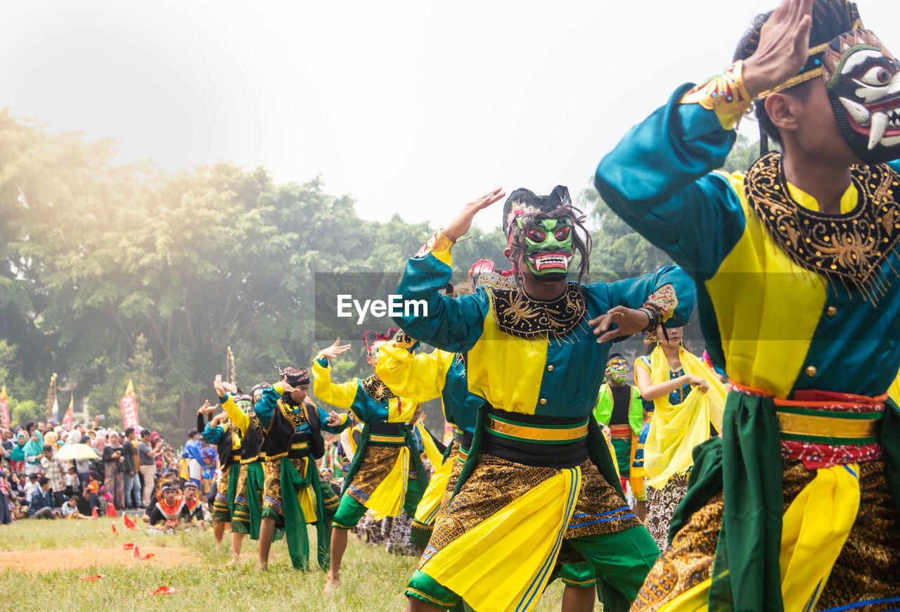 Colossal topeng dance performed by thousands of dancers in the wonosobo ,indonesia