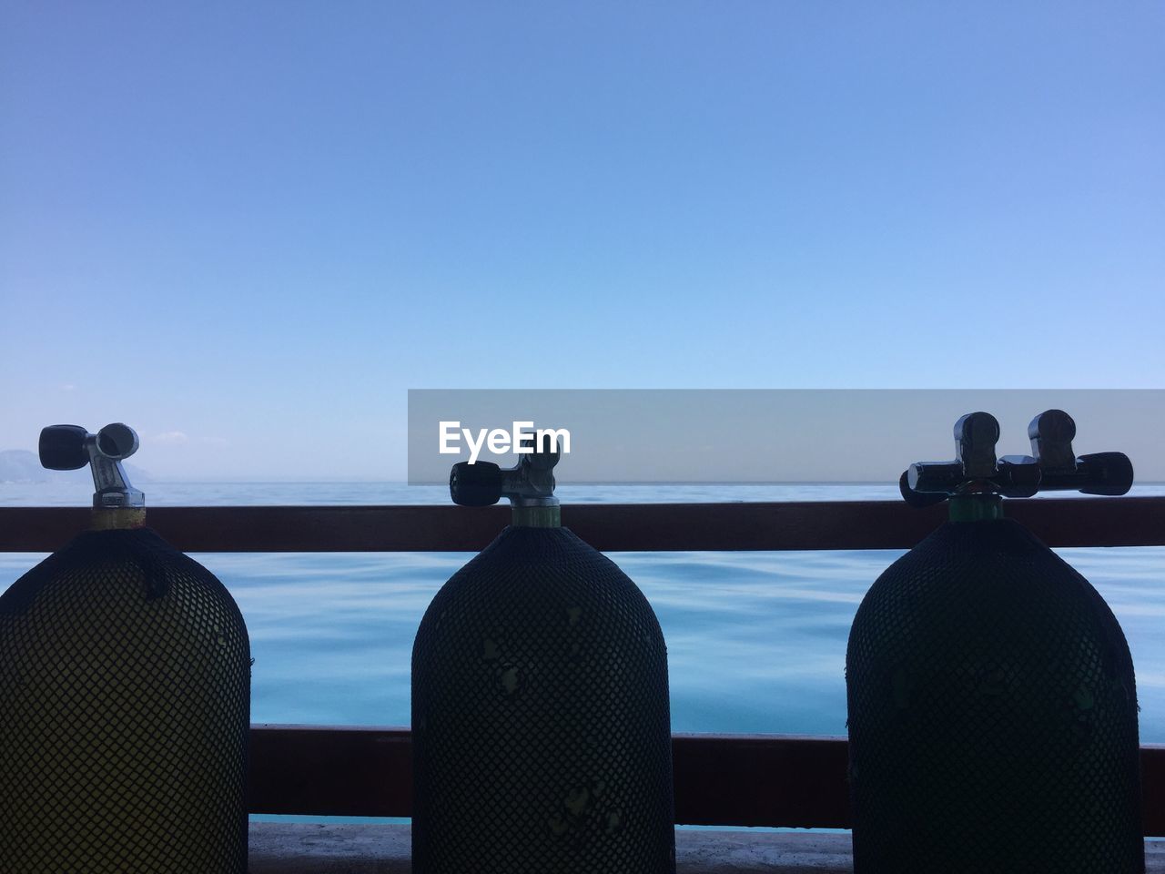 Close-up of sea against clear blue sky