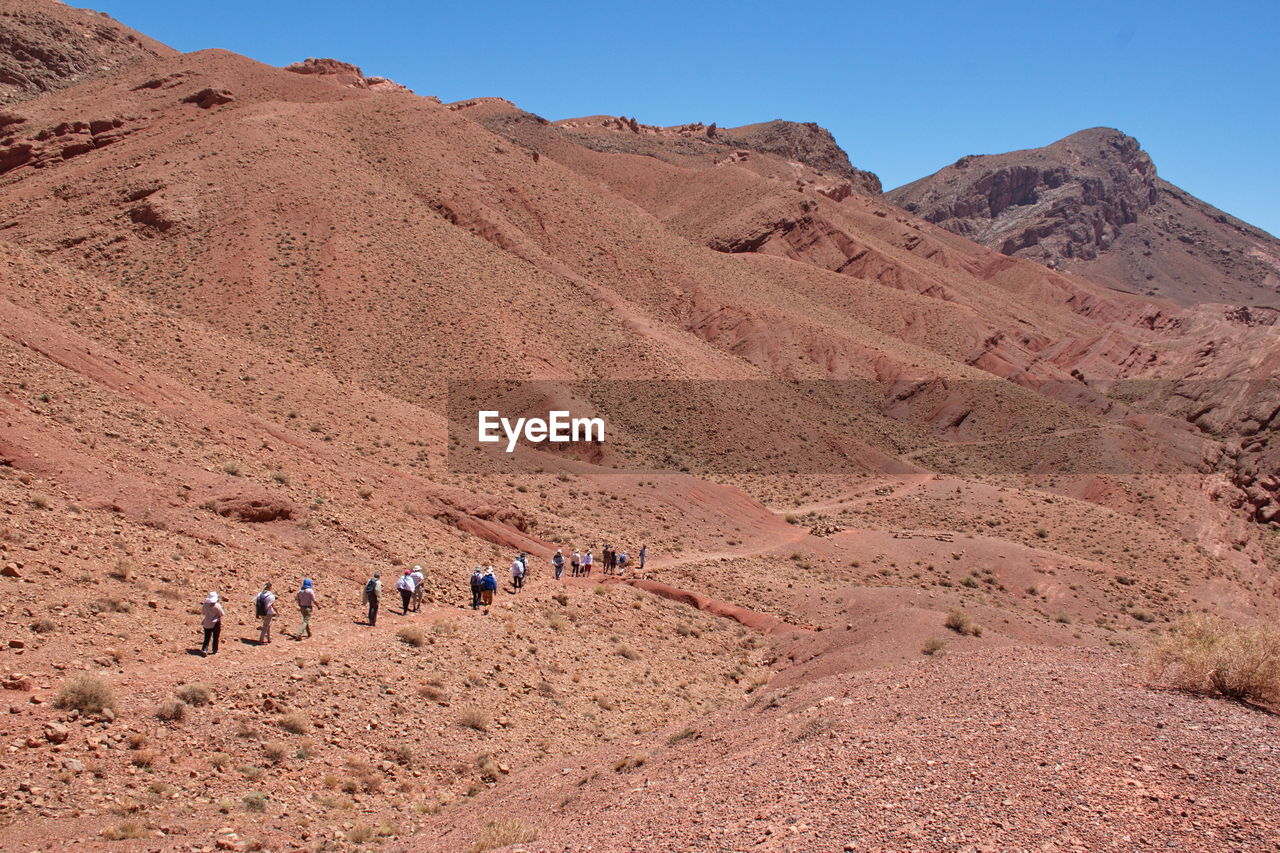 High angle view of people on desert