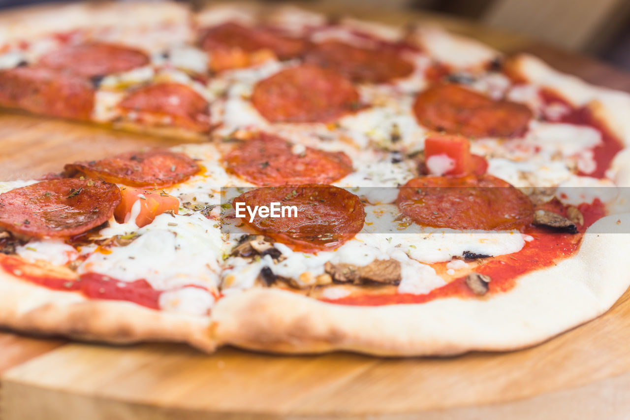 CLOSE-UP OF PIZZA IN PLATE