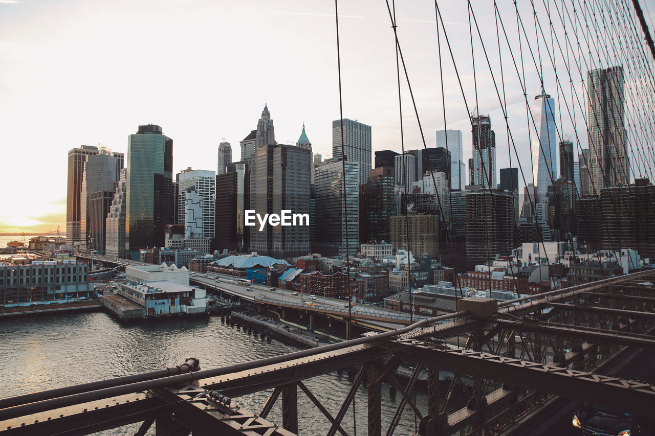 New york cityscape against clear sky