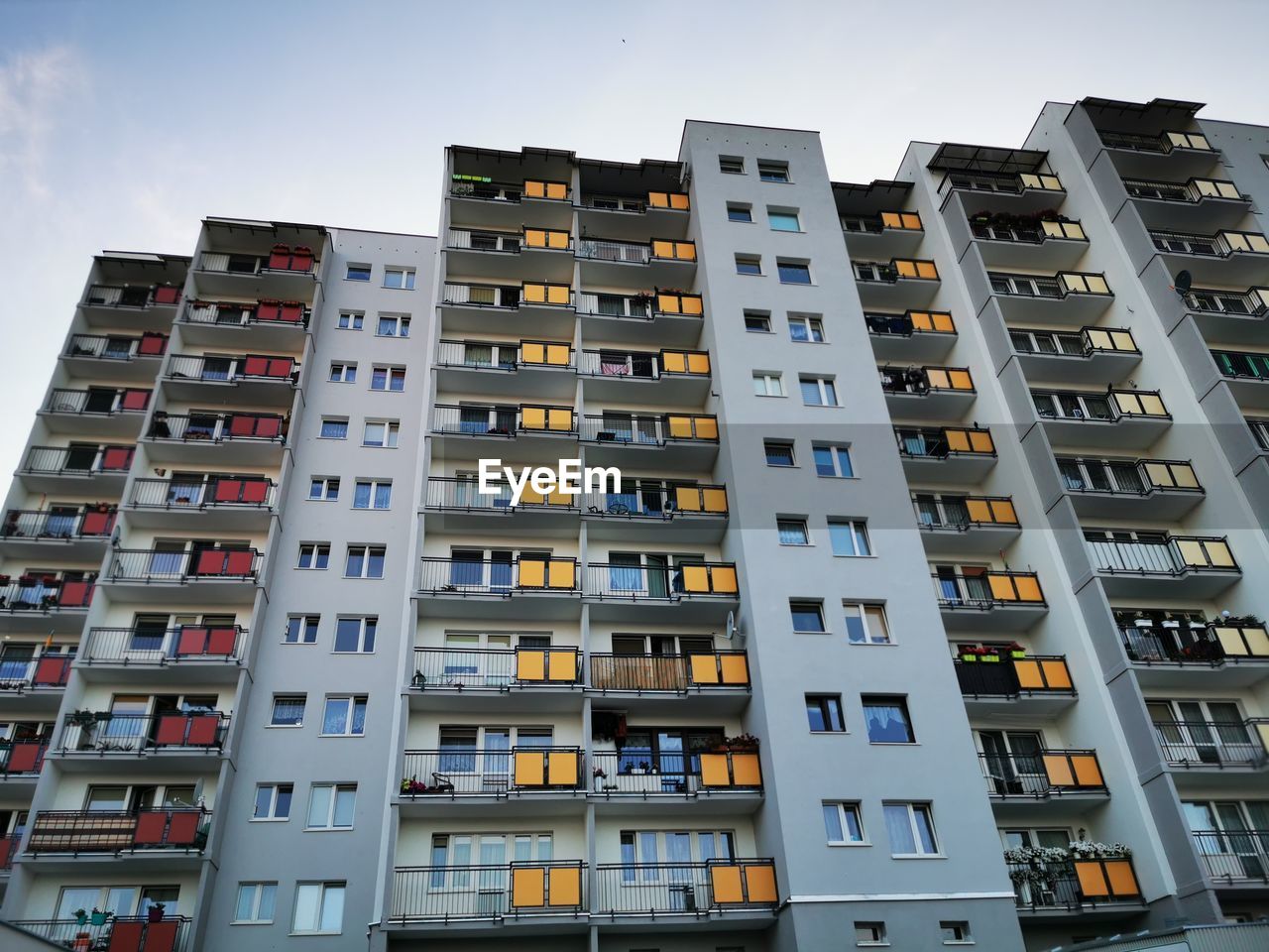 Low angle view of residential buildings against sky