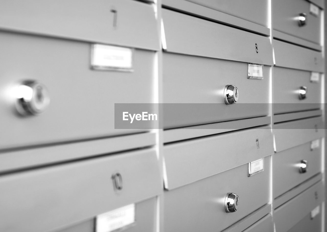 Full frame shot of closed drawers