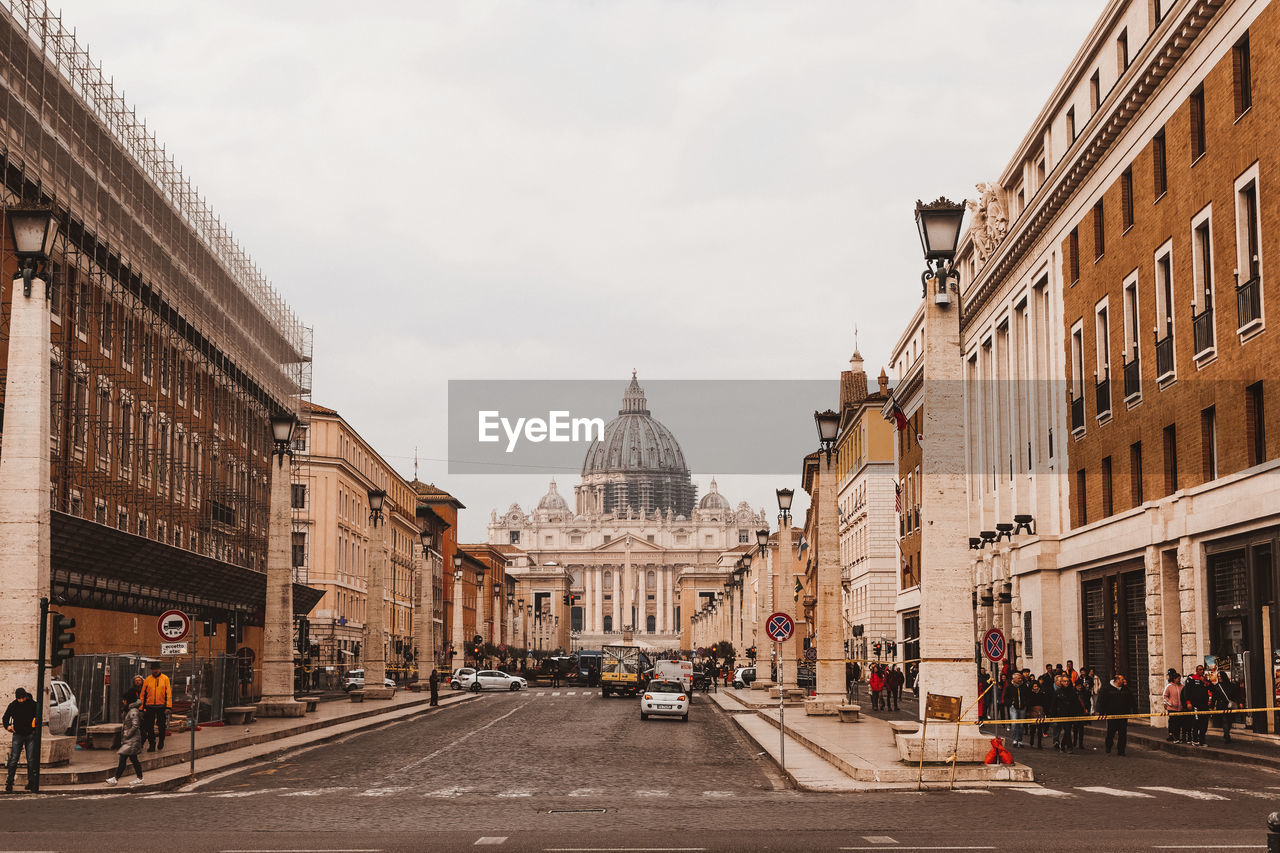 VIEW OF CITY STREET AND BUILDINGS