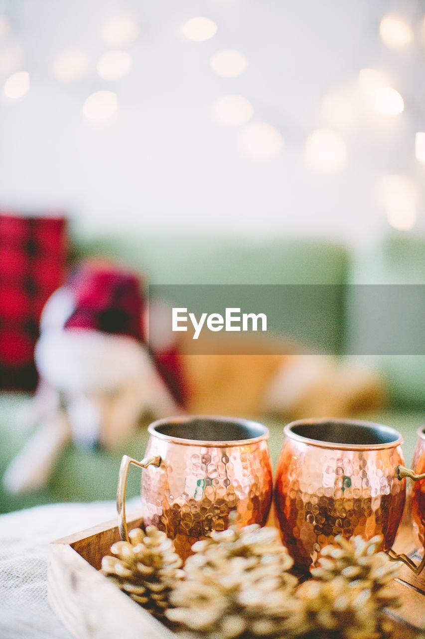 Close-up of drinks on table