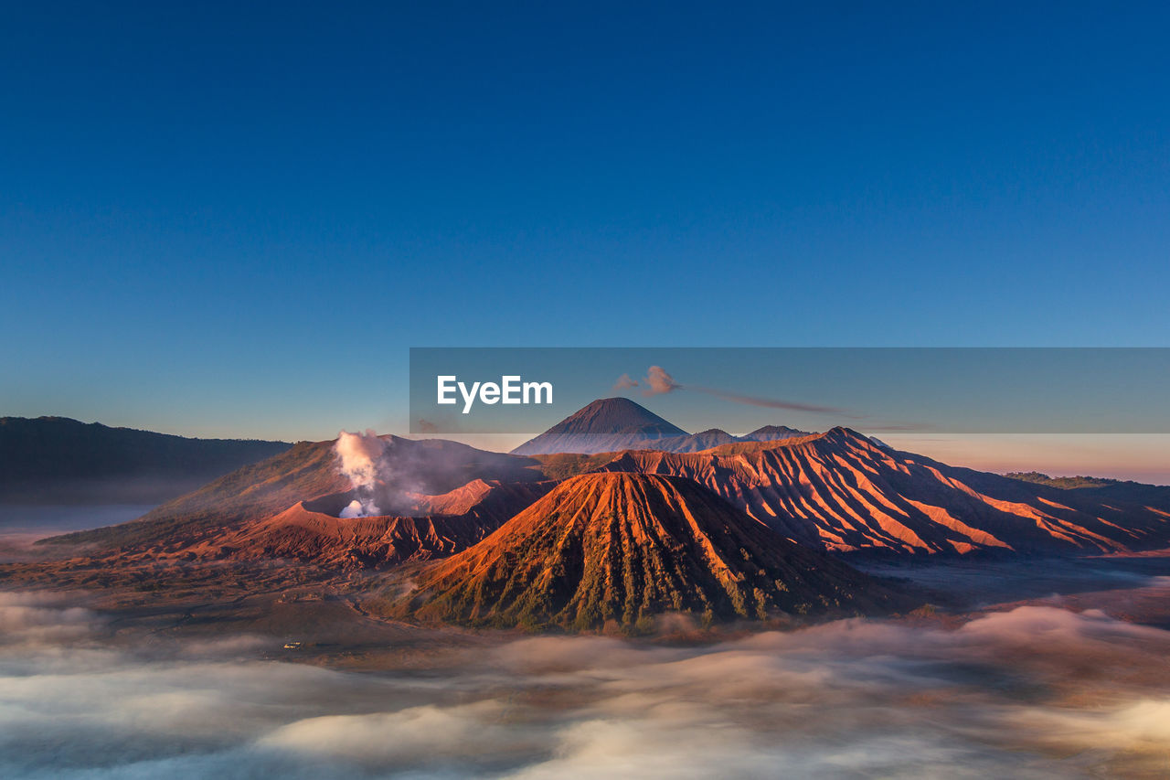 Panoramic view of volcanic mountain bromo