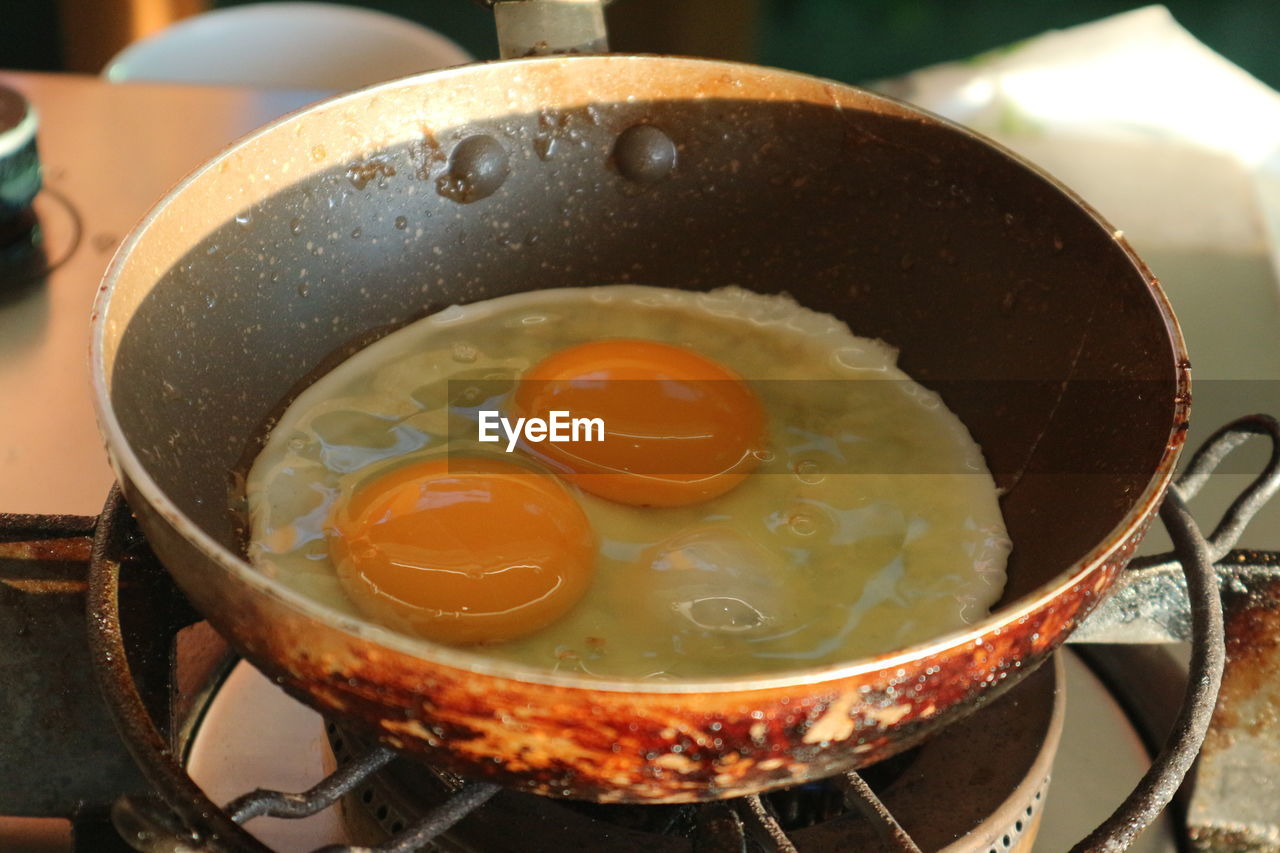 close-up of food in cooking pan