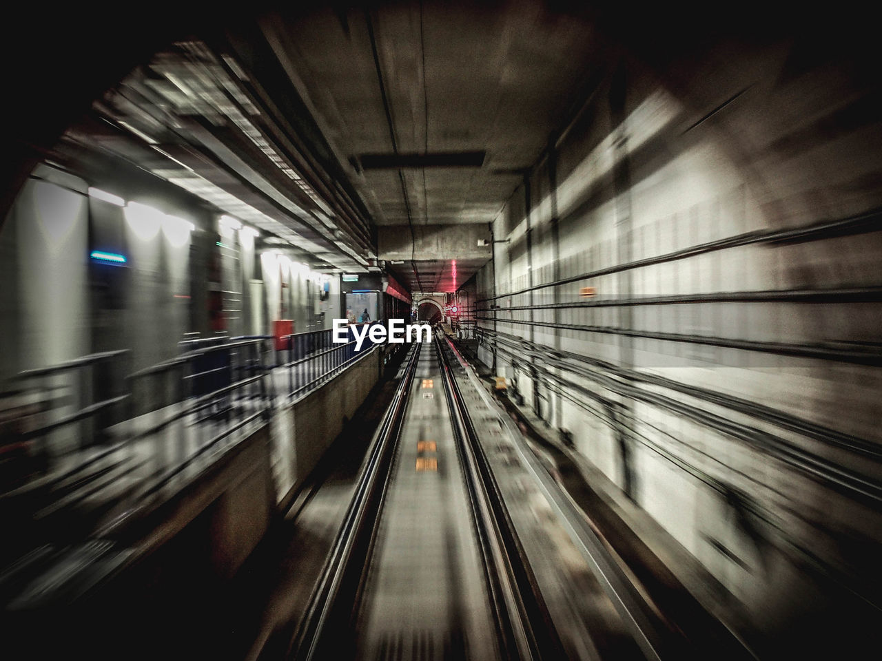 Blurred motion of illuminated subway