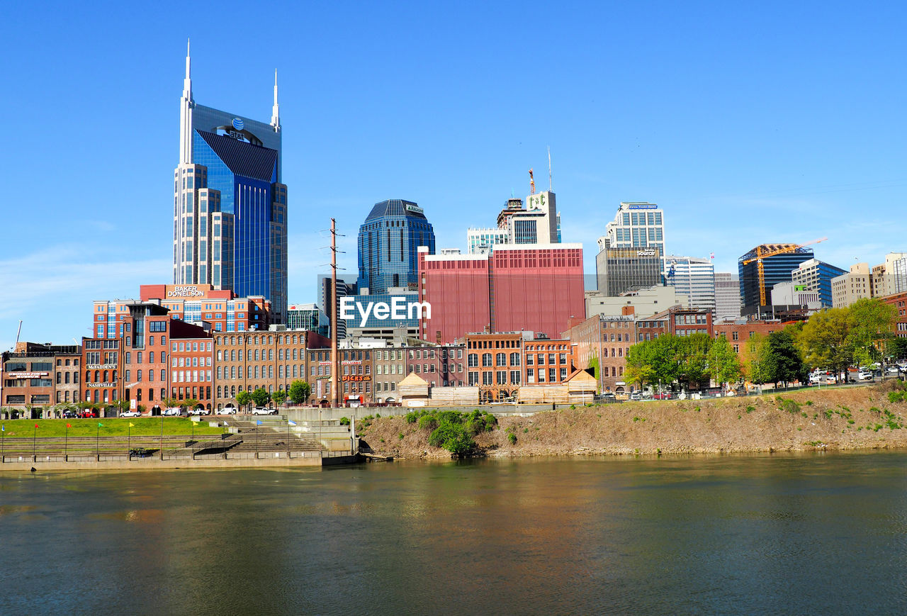 Nashville cityscape against clear sky