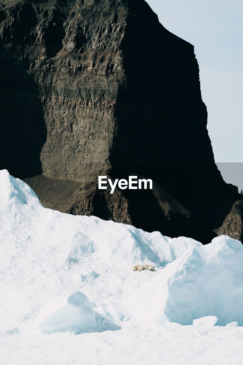 scenic view of snow covered mountain against sky