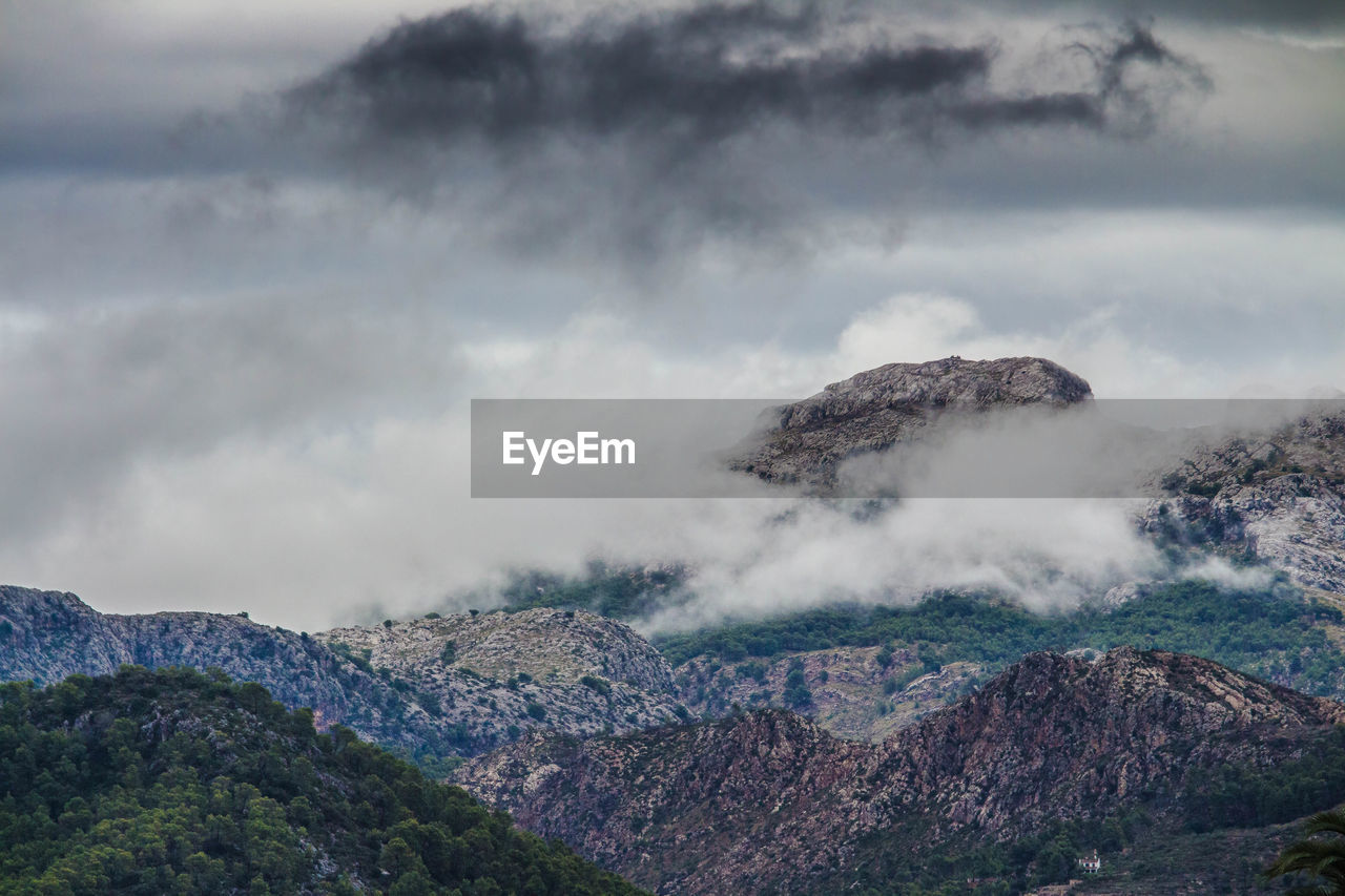 Scenic view of mountains against sky