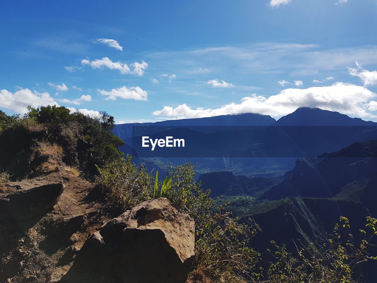 Scenic view of mountains against sky