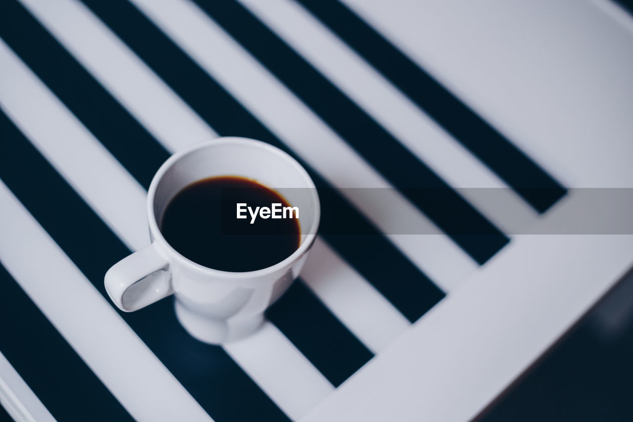 High angle view of coffee on table