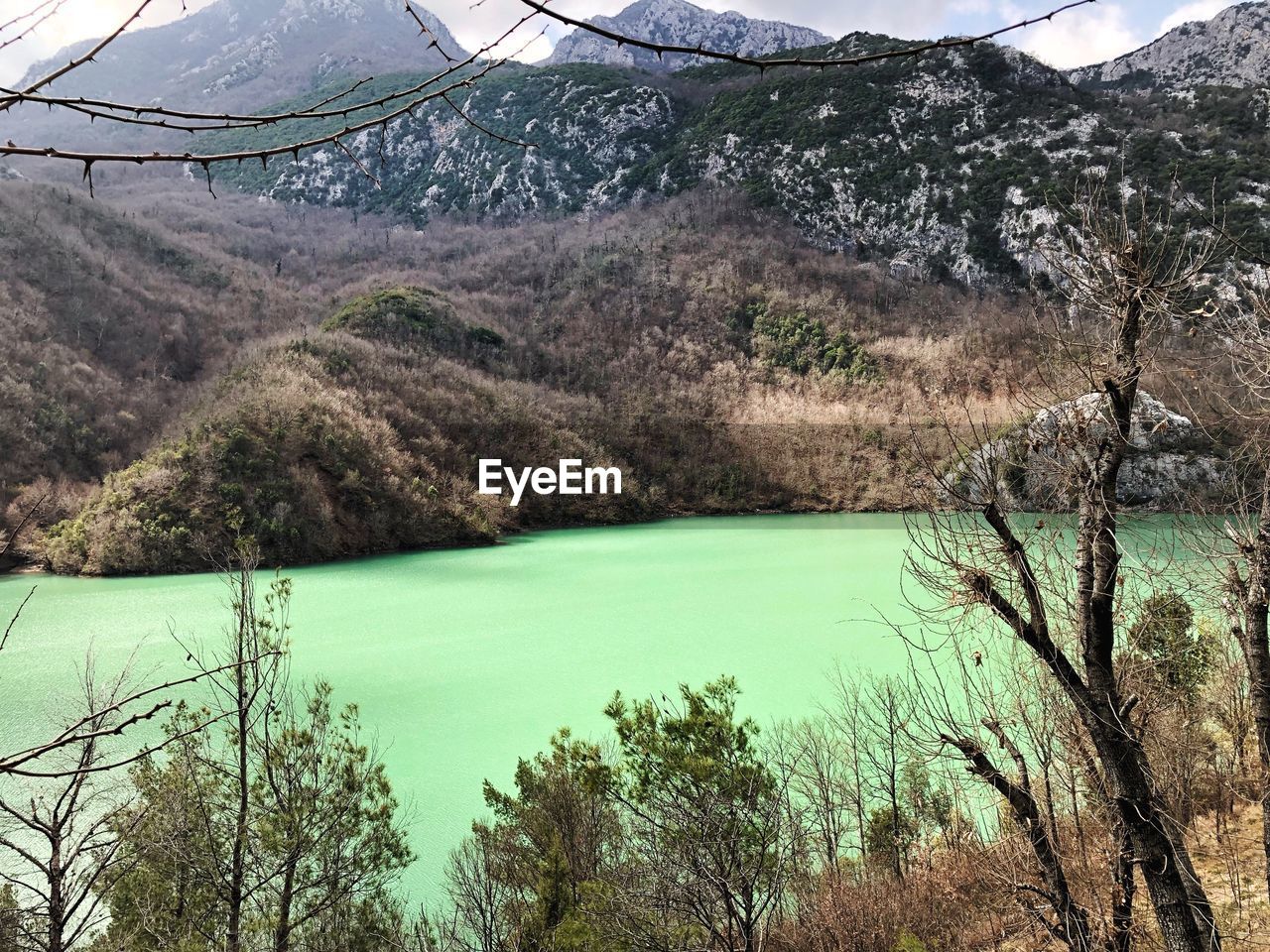 Scenic view of lake and mountains