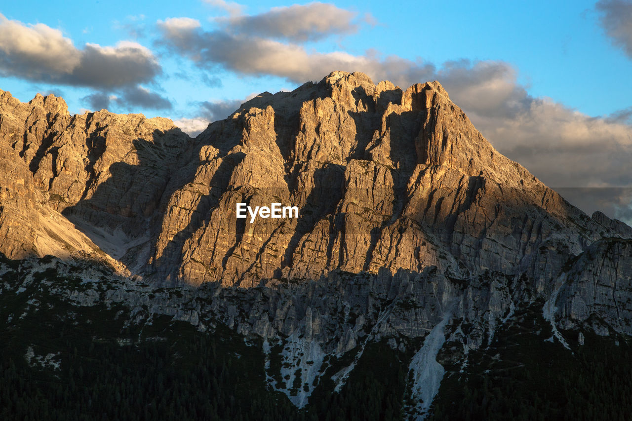 Dolomite at sunrise, cortina d'ampezzo, col de varda, italy