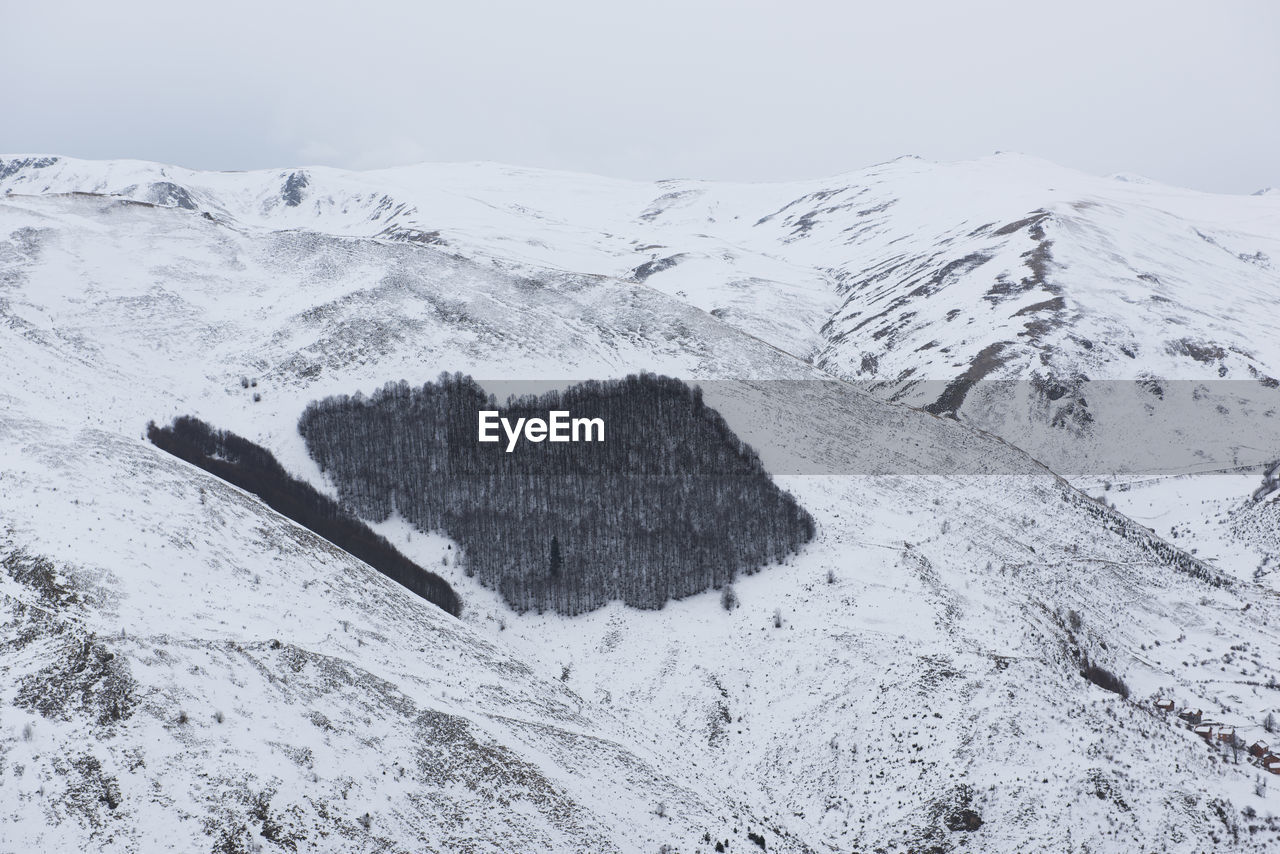 Scenic view of snow covered mountain against sky