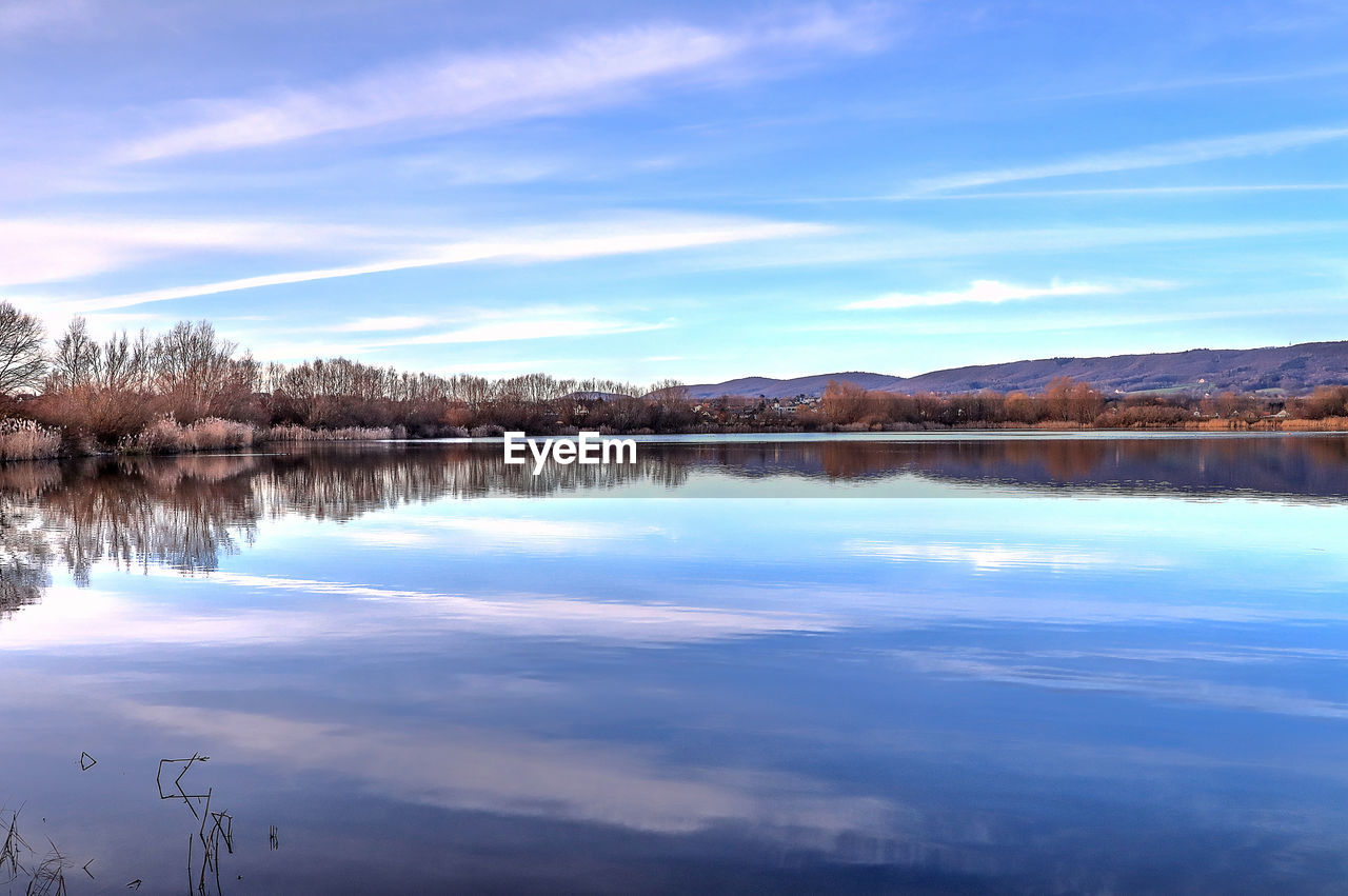 Scenic view of lake against sky