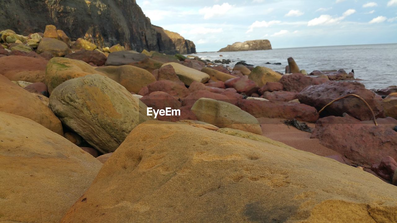 SCENIC VIEW OF SEA AND ROCKS