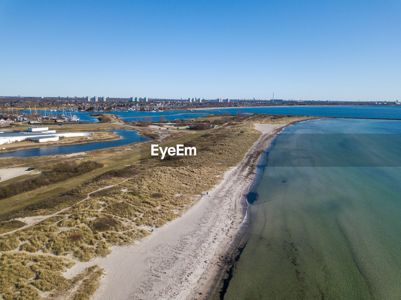 SCENIC VIEW OF BEACH AGAINST CLEAR SKY