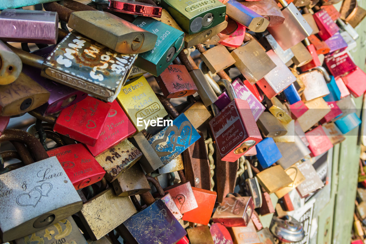 Love padlocks on the hohenzollern bridge in cologne in, germany