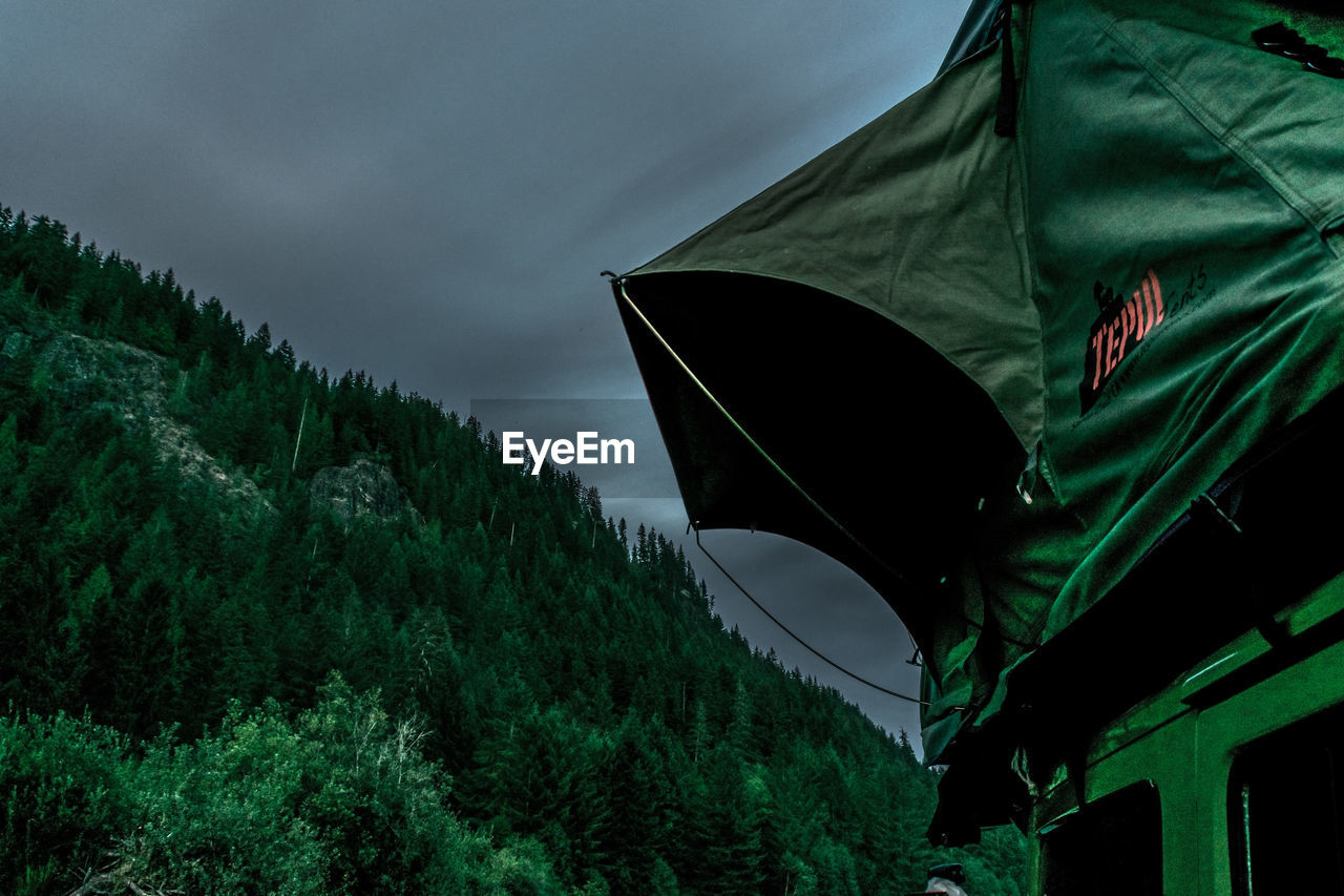 LOW ANGLE VIEW OF BUILT STRUCTURE AGAINST TREES