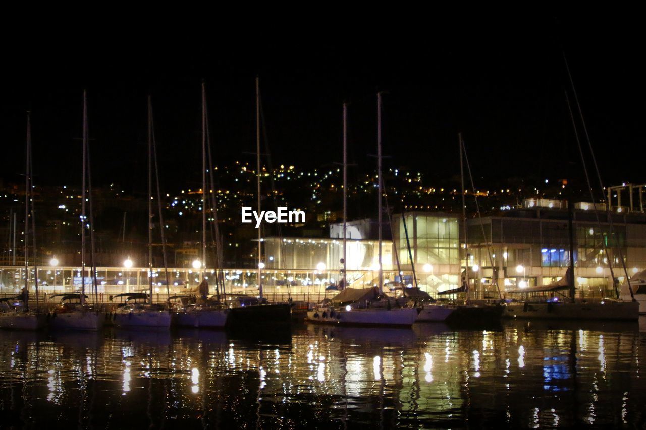 BOATS MOORED IN HARBOR