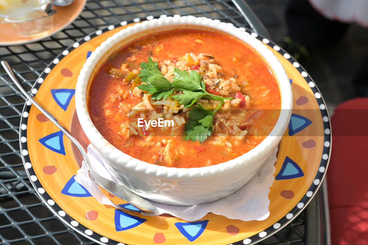 close-up of soup in bowl