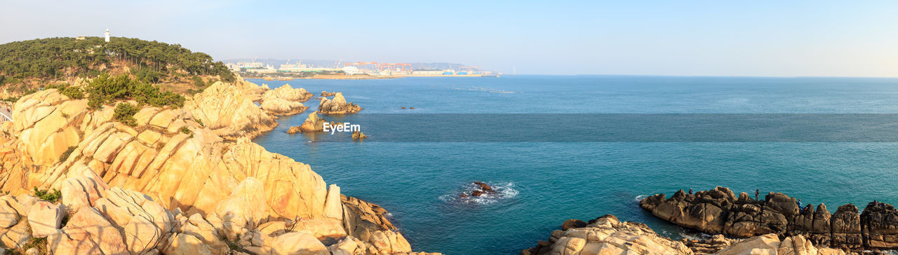 HIGH ANGLE VIEW OF SEA AND ROCKS