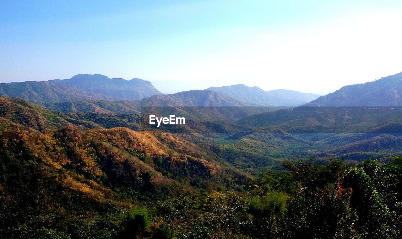 Scenic view of mountains against clear sky