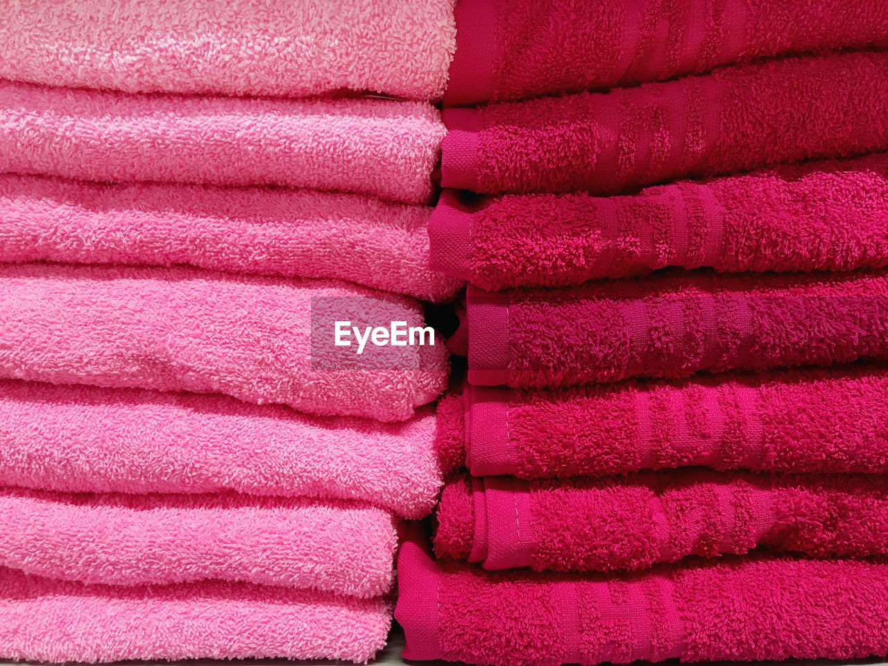 pink, backgrounds, full frame, no people, red, magenta, close-up, textile, towel, multi colored, indoors, petal, large group of objects, pattern, variation, in a row, textured, still life