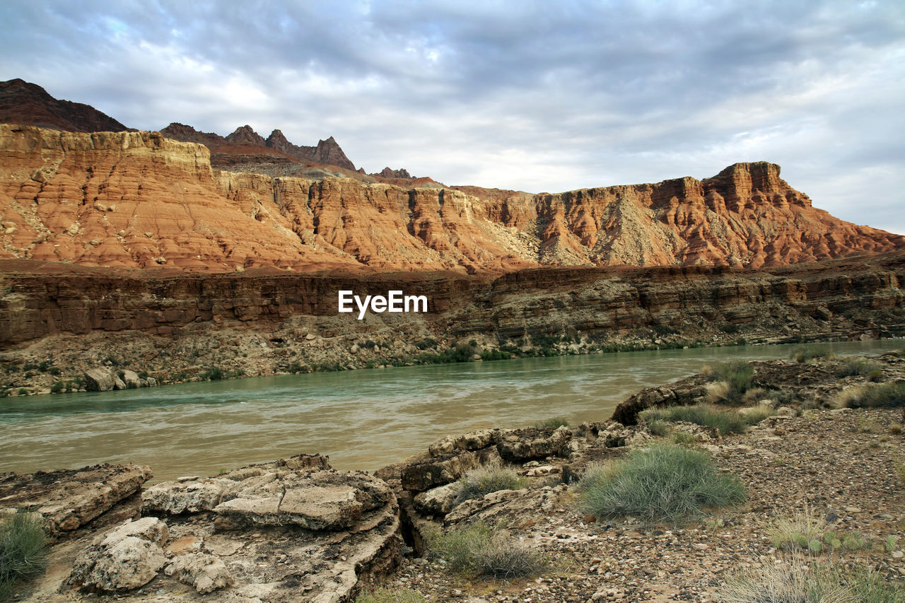 Scenic view of rock formations against sky