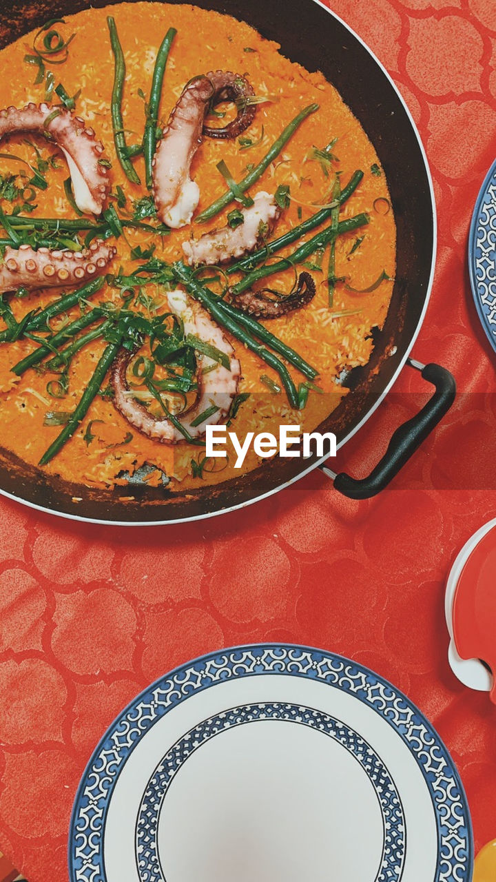 high angle view of food on table