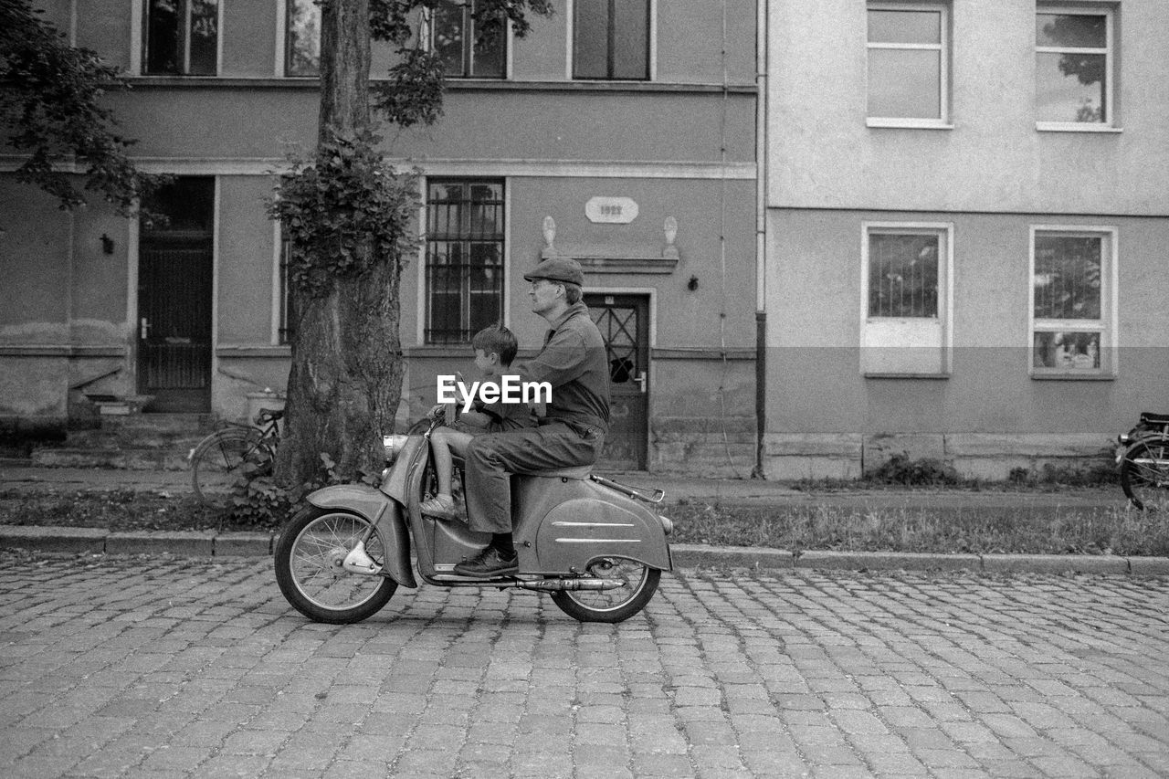 Old bicycle driving on street 