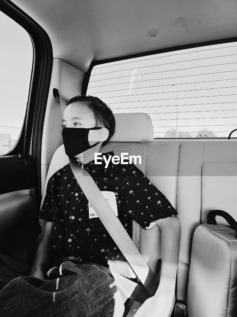 Boy sitting in car