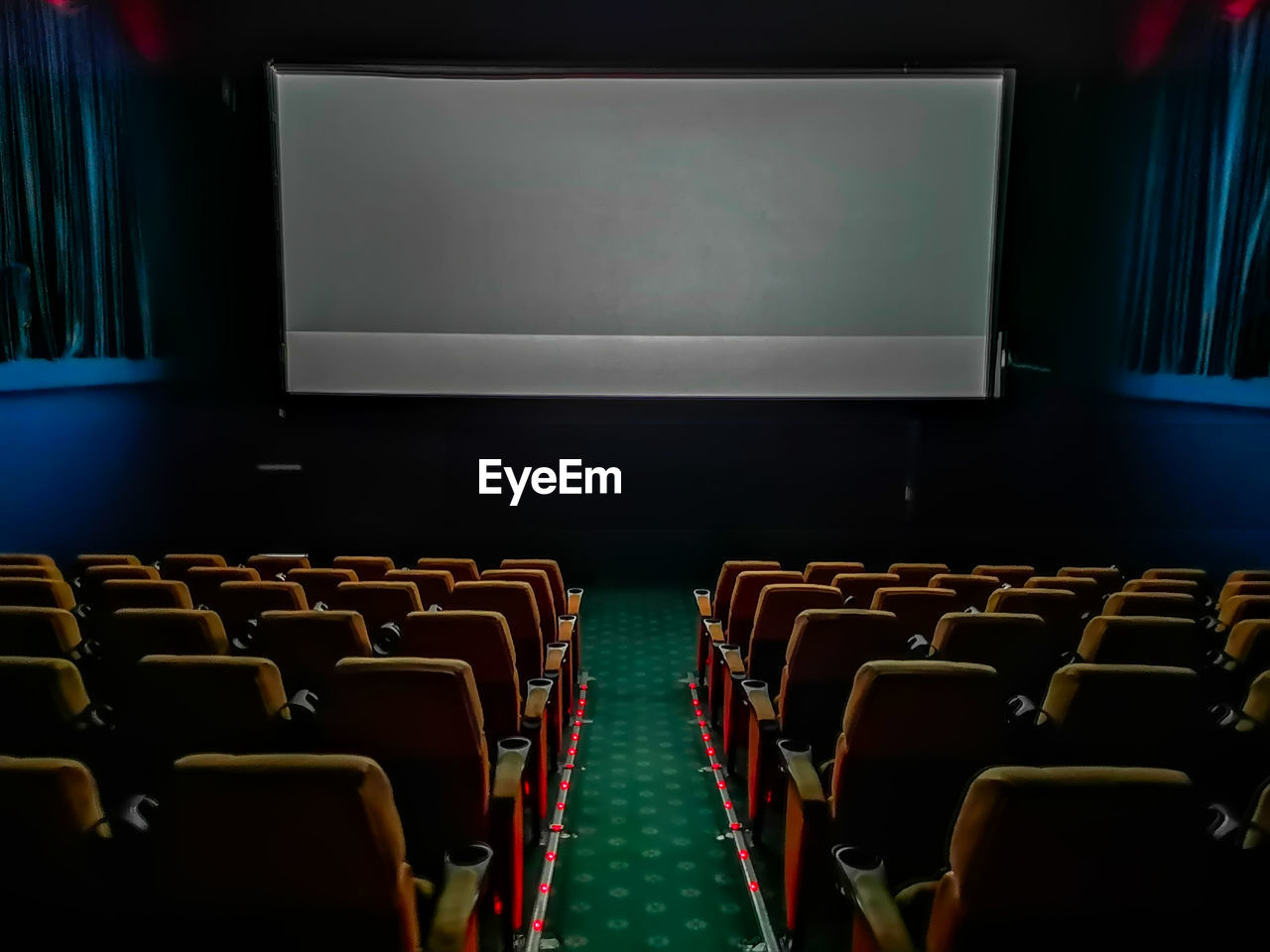 High angle view of empty seats in movie theater