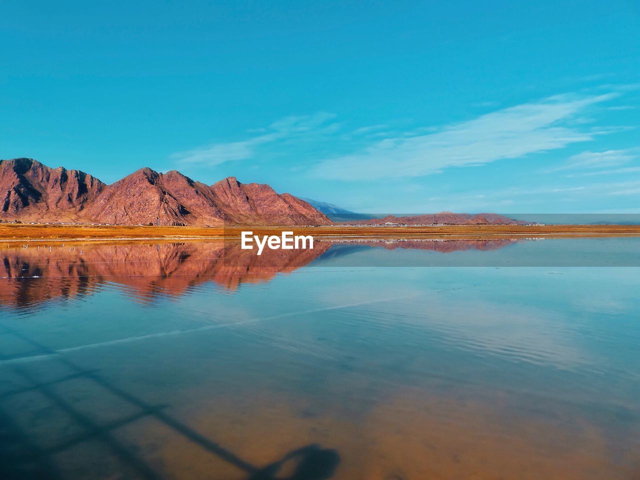 SCENIC VIEW OF LAKE AGAINST BLUE SKY