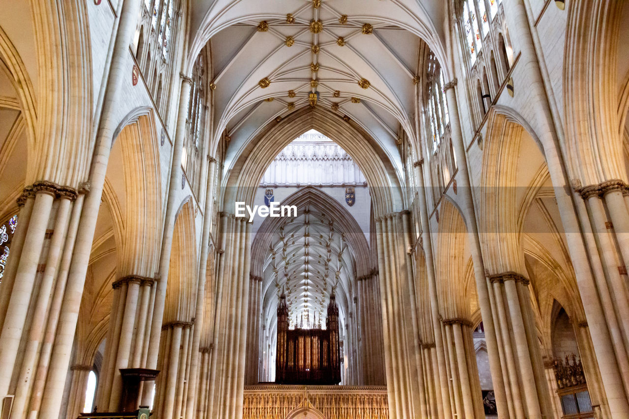 Low angle view of ornate ceiling in york minster